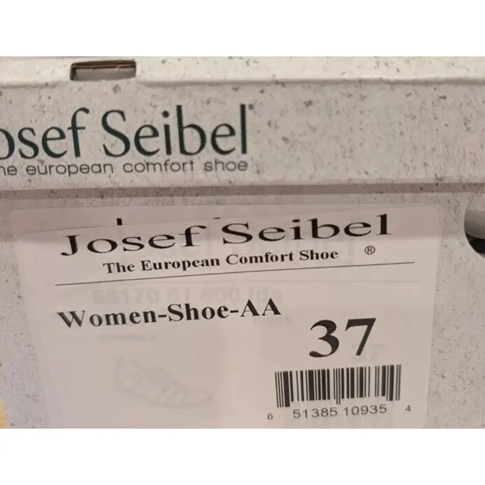 Josef Seibel Ida Black Sandals Loafers‎ Womens Sz US 6.5 EU 37 Leather Fisherman